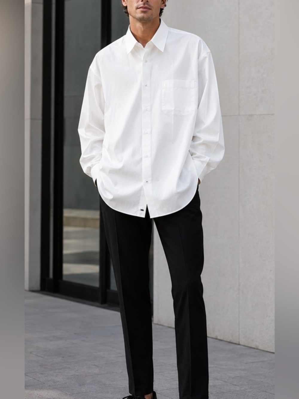 John W Nordstrom Oversized White Button Down Dress Shirt